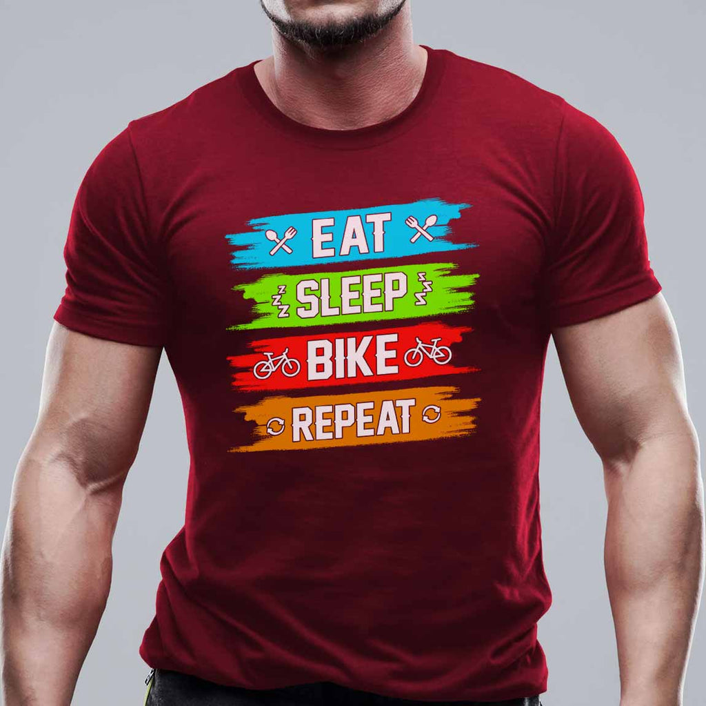 Eat, sleep, bike, repeat - tricou din bumbac burgundy shirt