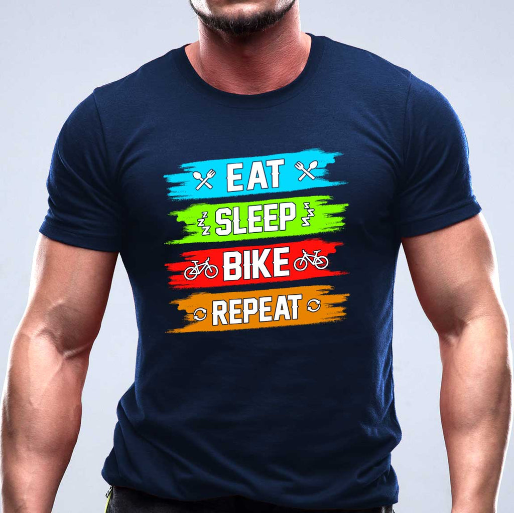 Eat, sleep, bike, repeat - tricou din bumbac navy shirt bicycle
