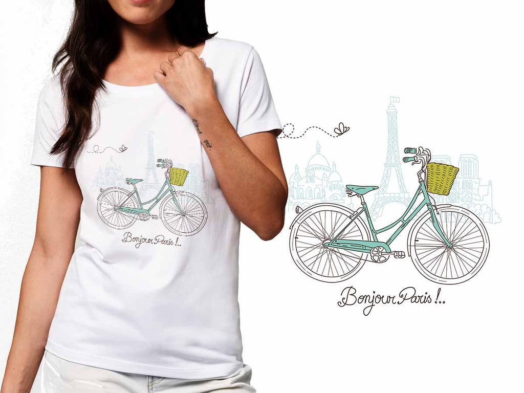 Paris cu bicicleta - tricou din bumbac