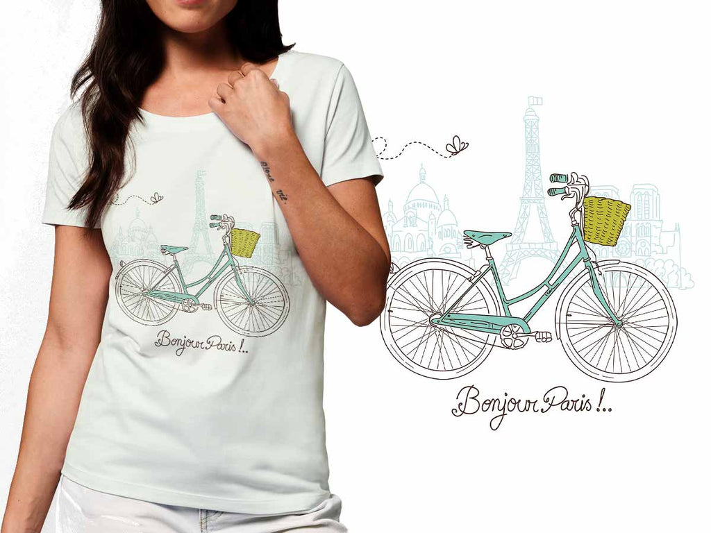 Paris cu bicicleta - tricou din bumbac