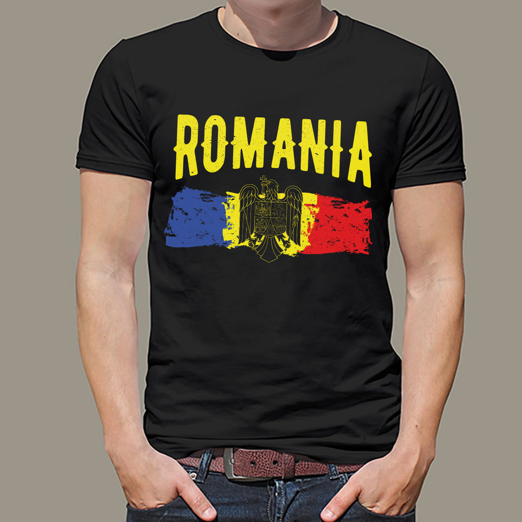 Stema României - tricou cu motive Romania negru