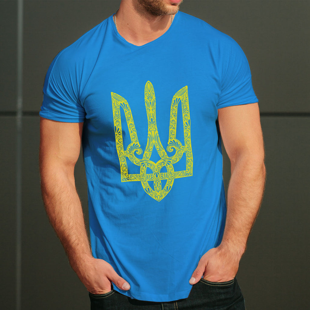Trident ucrainean - tricou cu motive ucrainene liratech.ro bacumba albastru